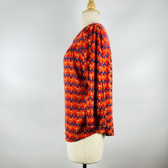 LUCKY BRAND Mirna Geo Top in Orange Chevron Size Small - Picture 5 of 10